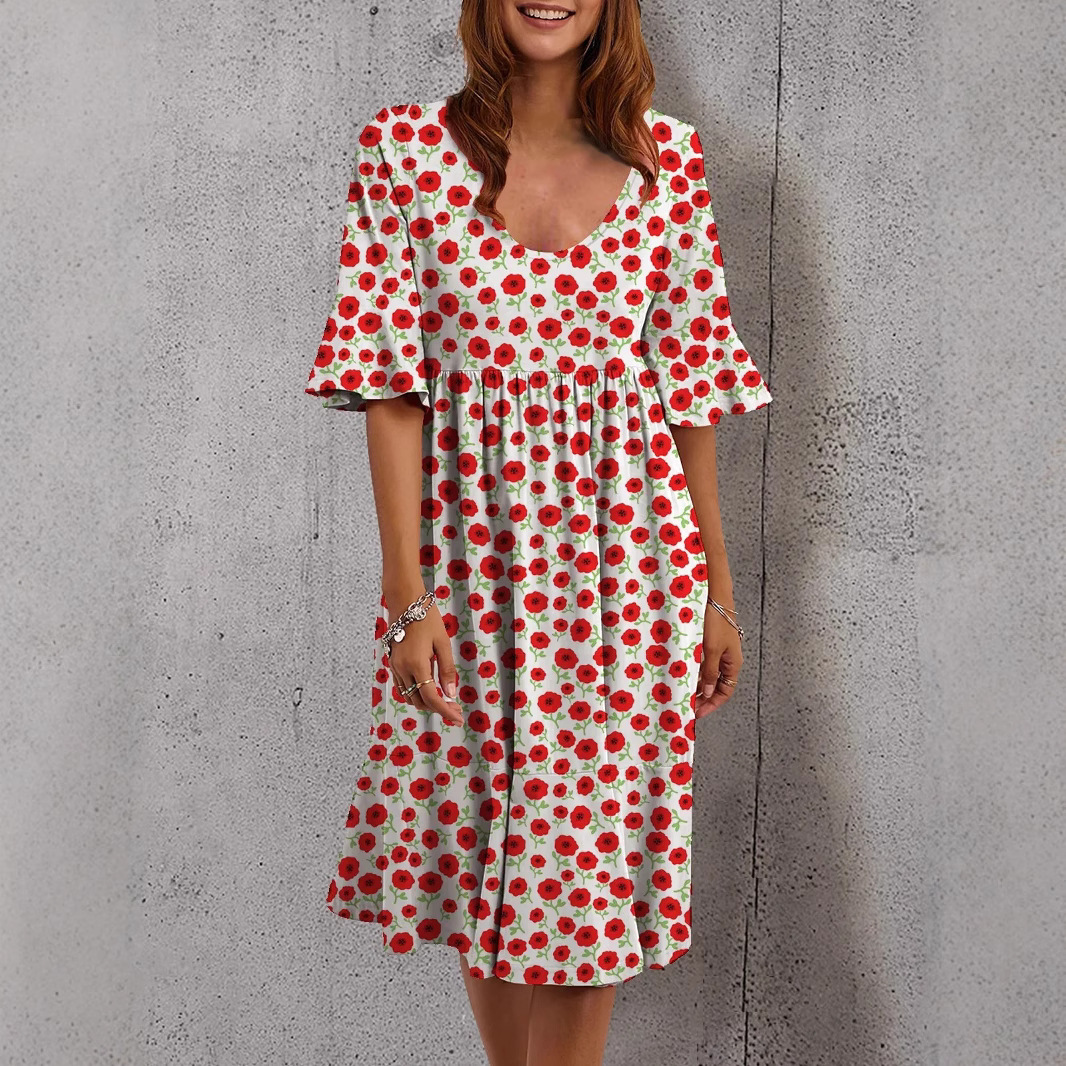 Dress Multi-color Printed Short Sleeve