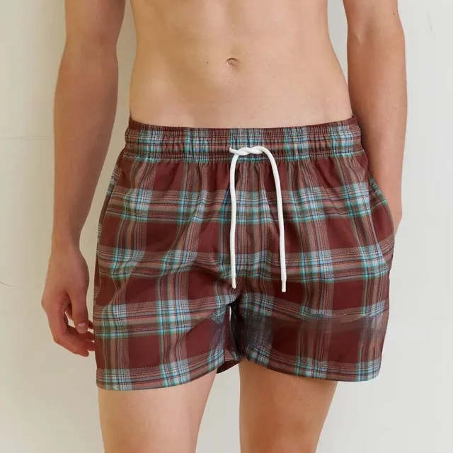 New Couple Swimwear Japanese Style Plaid Vacation Swimsuit Men's Beach Pants Men'S Beach Pants - Shop at LoveMi