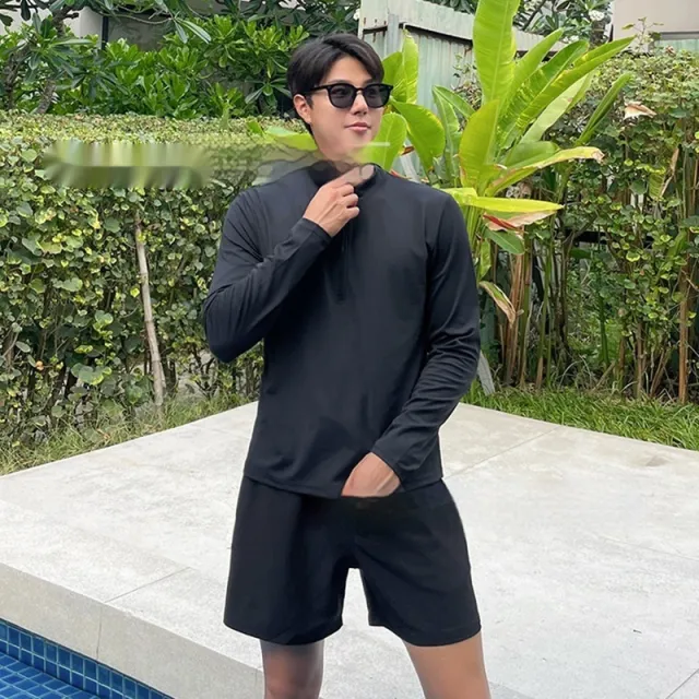 Couple's Sports Sun Protection Long Sleeve Conservative Zipper Split Swimsuit Men'S - Shop at LoveMi