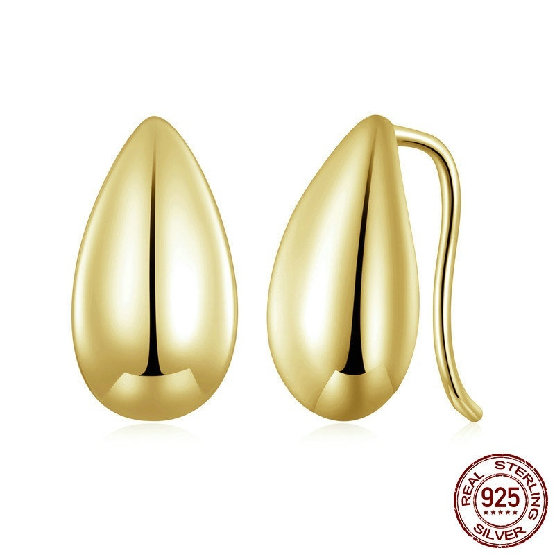 Glossy Water Drop S925 Sterling Silver Earrings