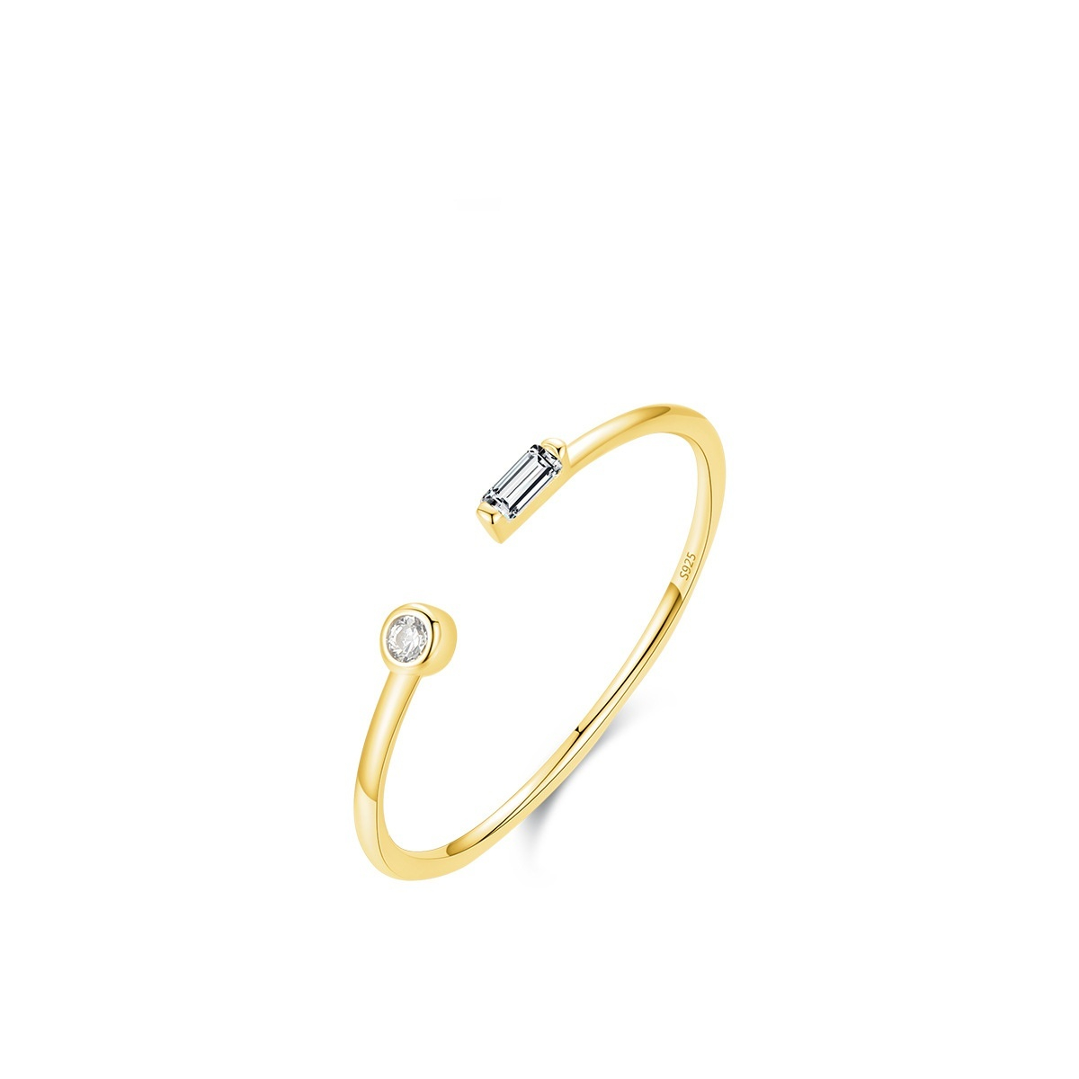 Sterling Silver Micro Inlaid Zircon Adjustable Open Ring