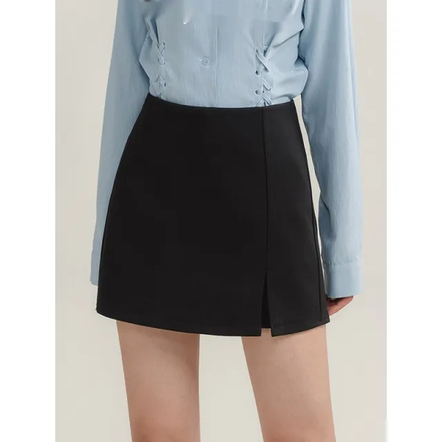 Color French Style Temperament Waist controlled Lace up Long Sleeve Shirt Black Skirt - Shop at LoveMi