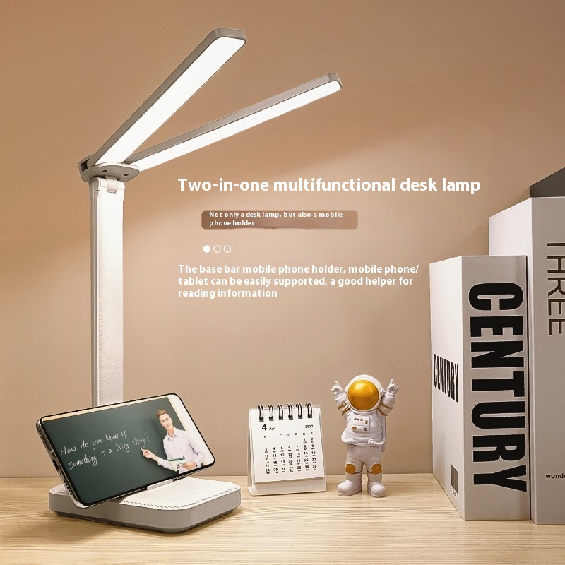 مصباح طاولة بسيط بحامل لمضاء مزدوج للأطفال والطلاب