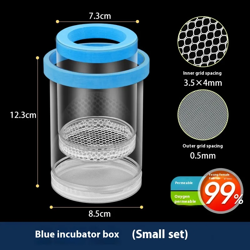 Fish Tank Incubator Breeding Box Acrylic Isolation Box - Small Size Blue