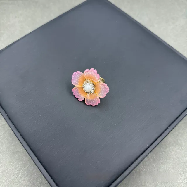 New Natural Tourmaline Inlaid Pearl Flower shaped Suit Ring - Shop at LoveMi