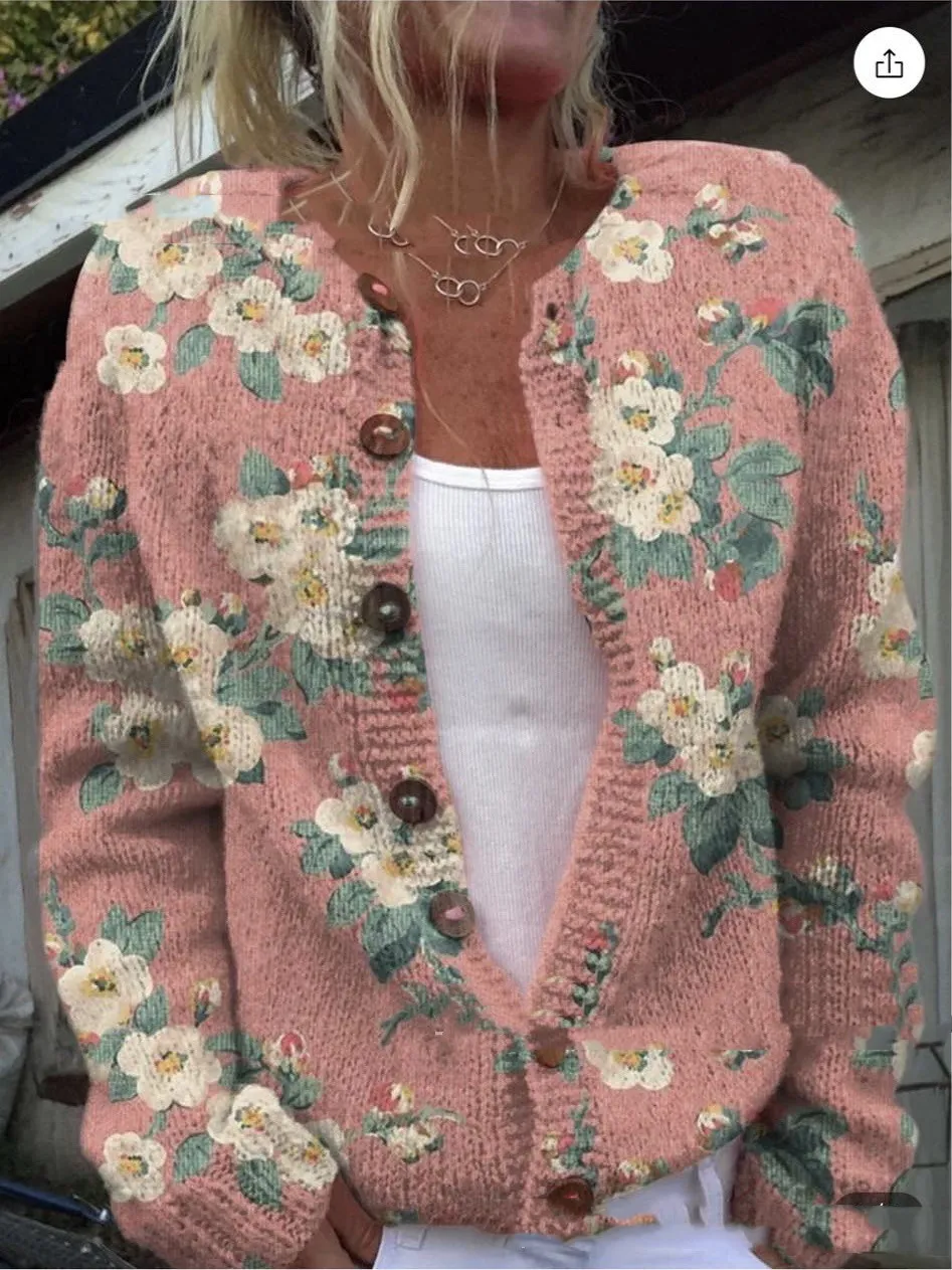 3D Digital Printing Cardigan Knitted Coat Women's Clothing - Imge2656-L