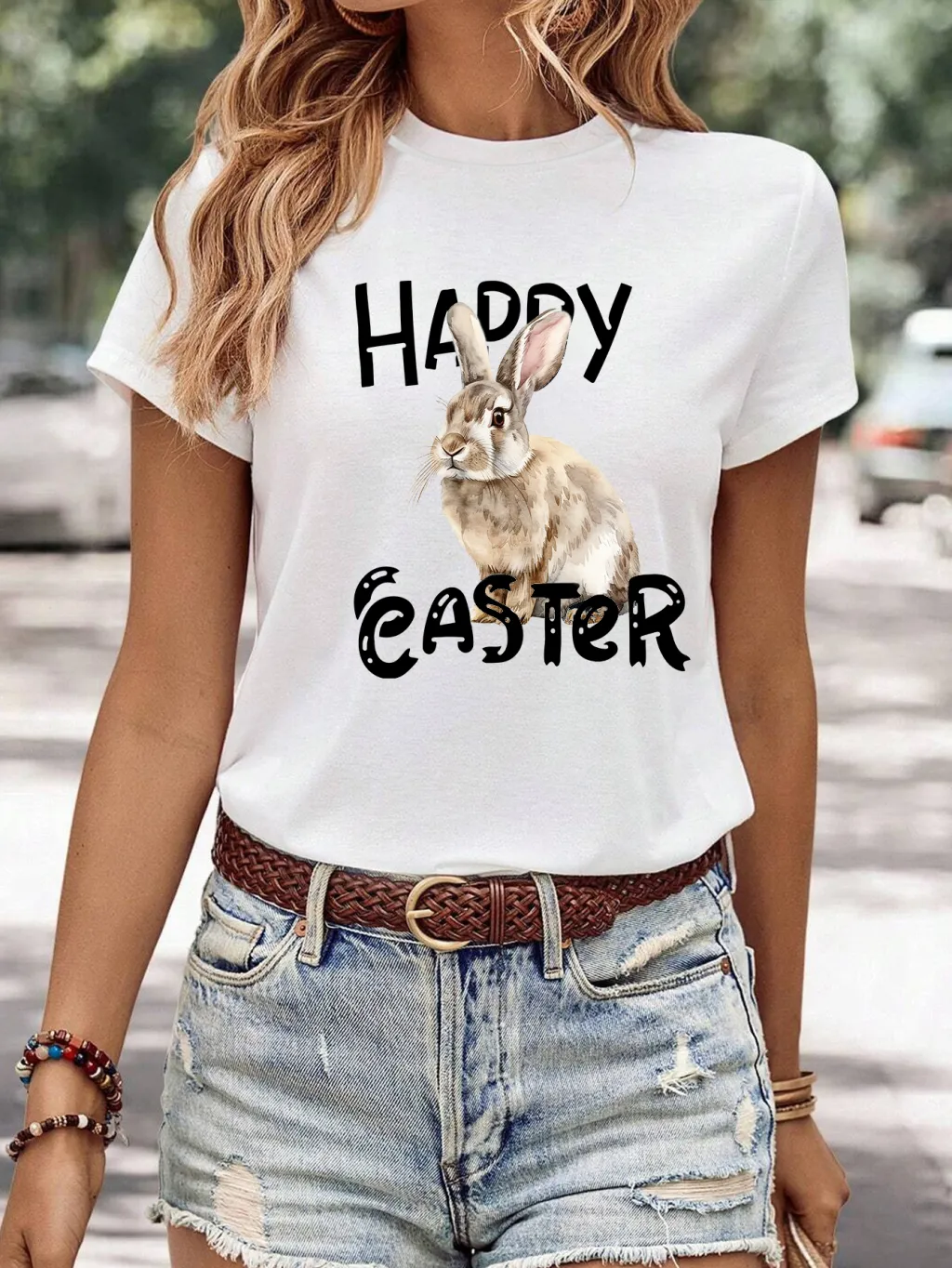 Women's Minimalist Printed Casual Round Neck Short Sleeved Shirt - 19 Style