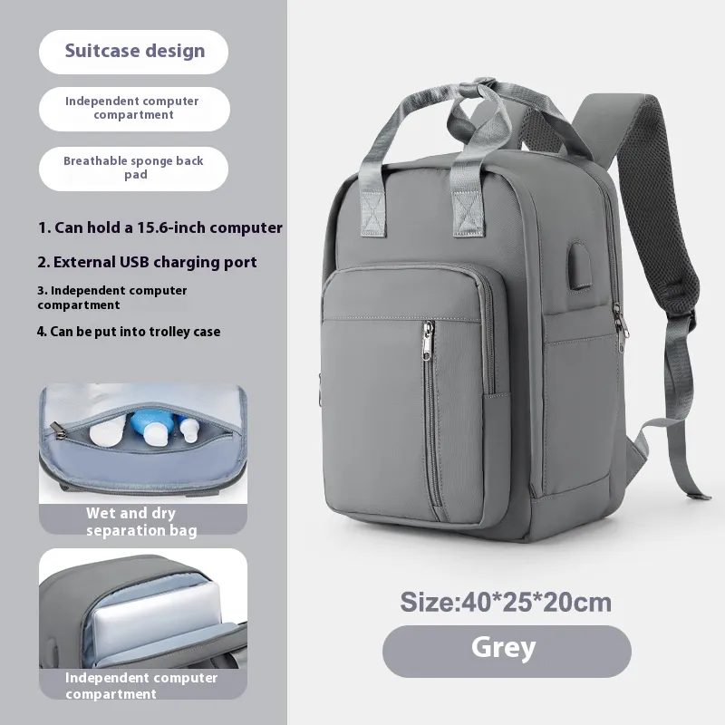 Travel Backpack Multifunctional Luggage Bag Japanese Outdoor - Gray
