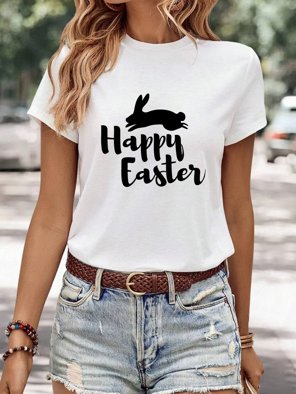Women's Minimalist Printed Casual Round Neck Short Sleeved Shirt - 10 Style