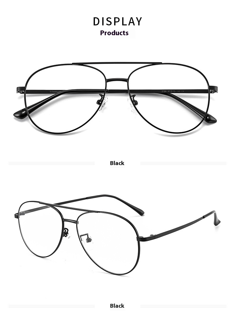 Ultra Light Pure Titanium Myopia Glasses Rim Retro Double Beam Plain Sunglasses Frame
