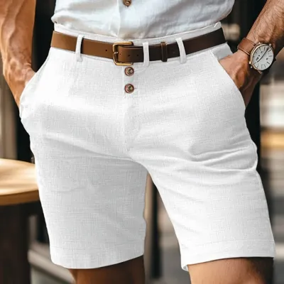 Men's Linen Summer Solid Color Buttons Casual Daily
