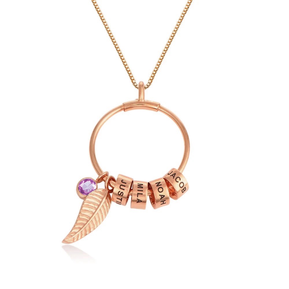 Birthday Stone Circular Bead Stainless Steel Necklace