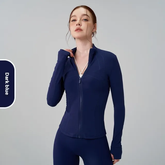 New Autumn And Winter Turtleneck Sports Running Jacket Workout Clothes Blue - Shop at LoveMi
