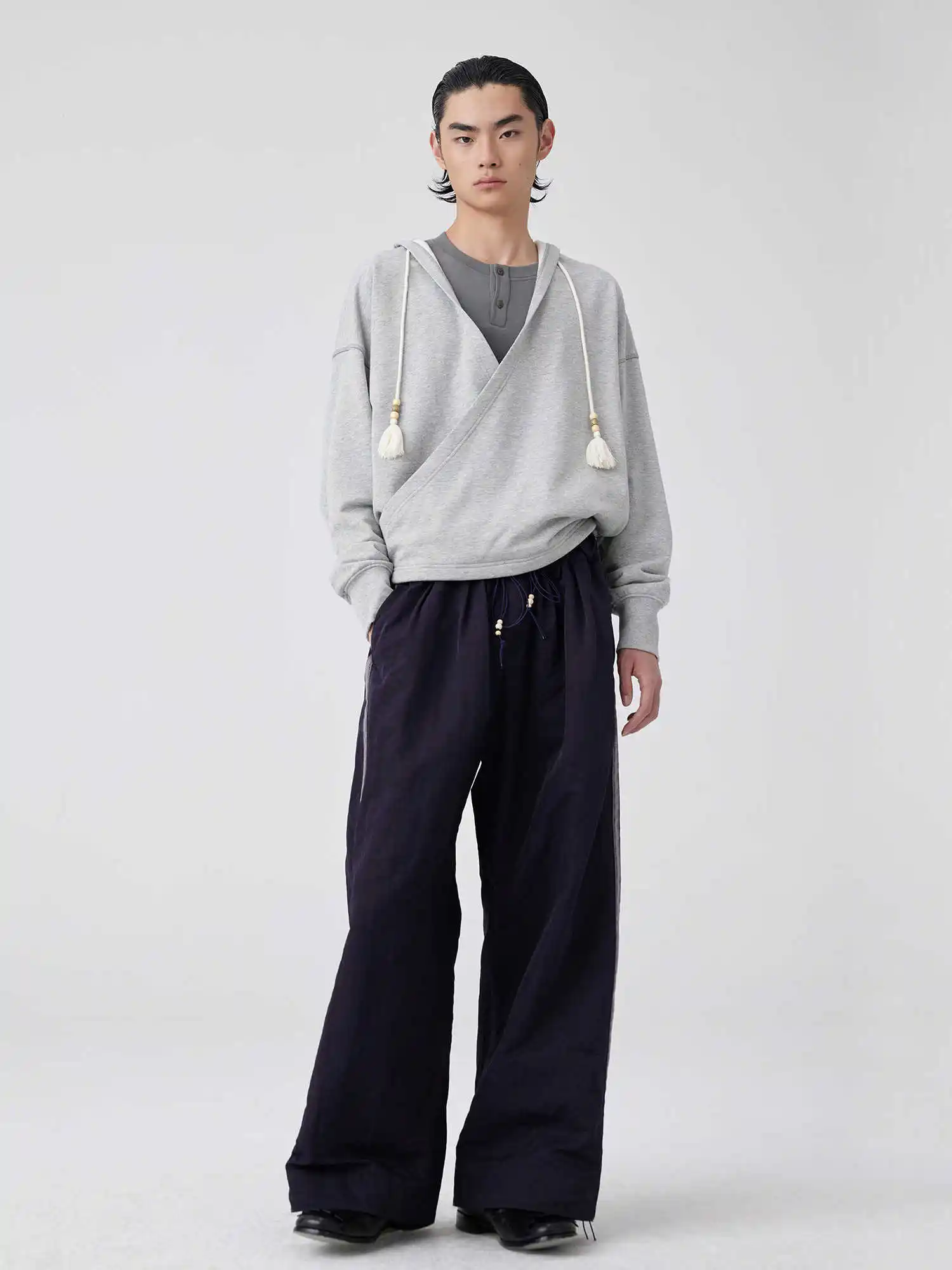 Women's Pleated Wide Nylon Trousers