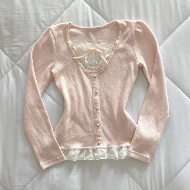 Women's Early Spring Soft Glutinous Pink Long Sleeve T shirt Pink - Shop at LoveMi