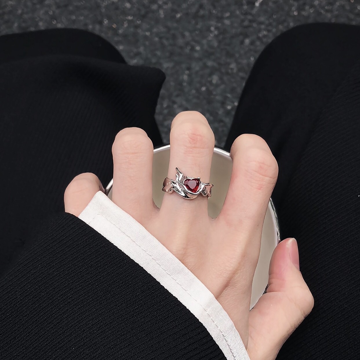 Irregular Red Moonlight Ring For Men And Women