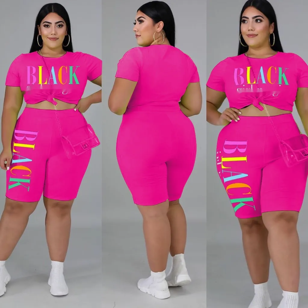 Letter Fashion Casual Plus Size Women's Clothing Suit - Red