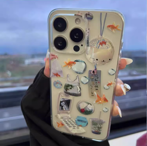 Retro Fish Tank Wind Chime Printed Silicone Phone Case