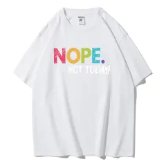 Oversized Not Today Not Round Neck T-shirt - White - View 1