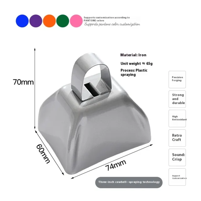 Three inch Cowbell Handle Hand Bell Crafts Silver Gray - Shop at LoveMi
