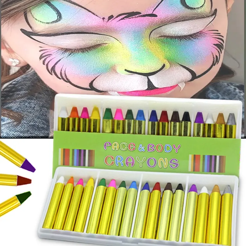 Portable Natural Makeup Facial Body Painting 16 PCs Boxed