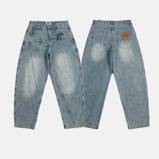 Double Waist Design Loose Leisure Workwear Trousers