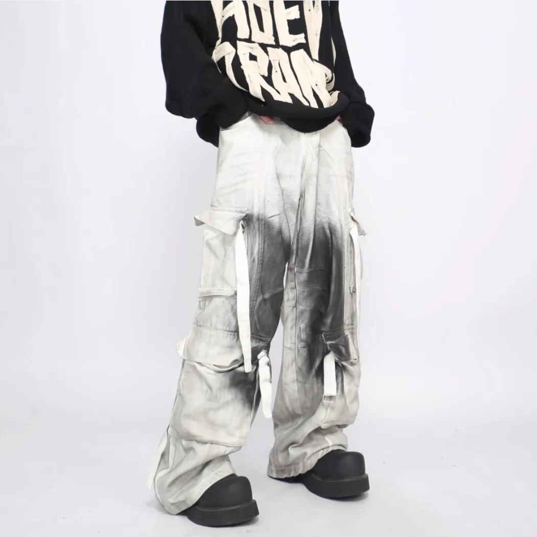 Splash Ink Multi-pocket Cargo Pants Men's Loose