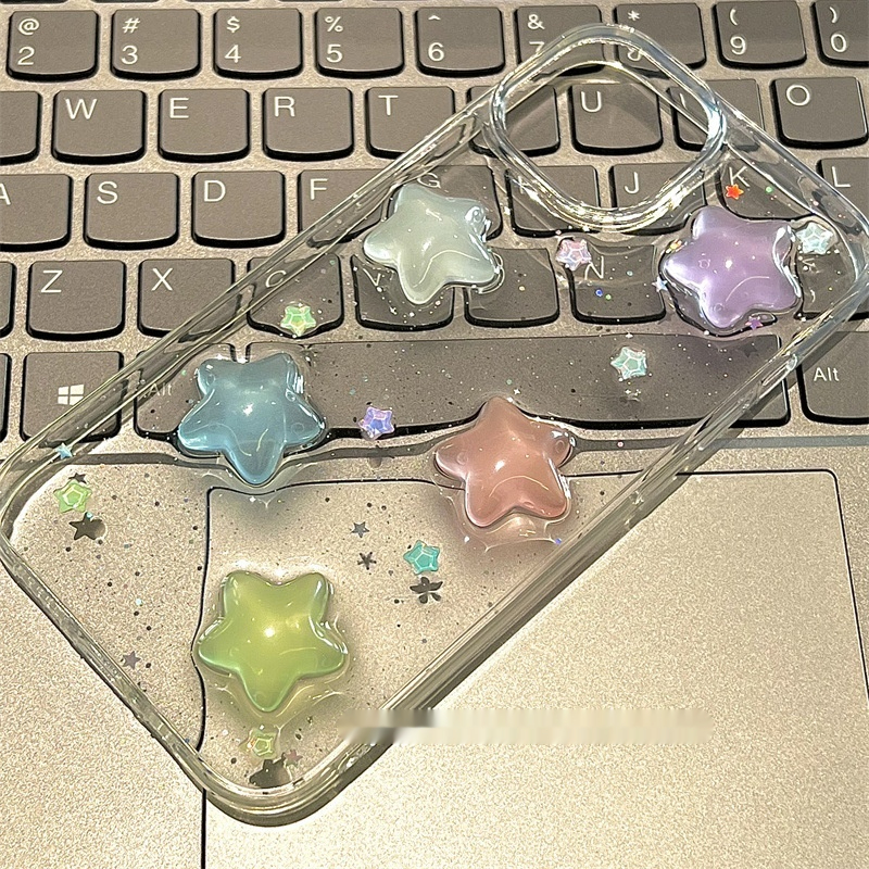 15pro Color Five-pointed Star Three-dimensional Creativity Glitter Epoxy Phone Case – IPhone12mini