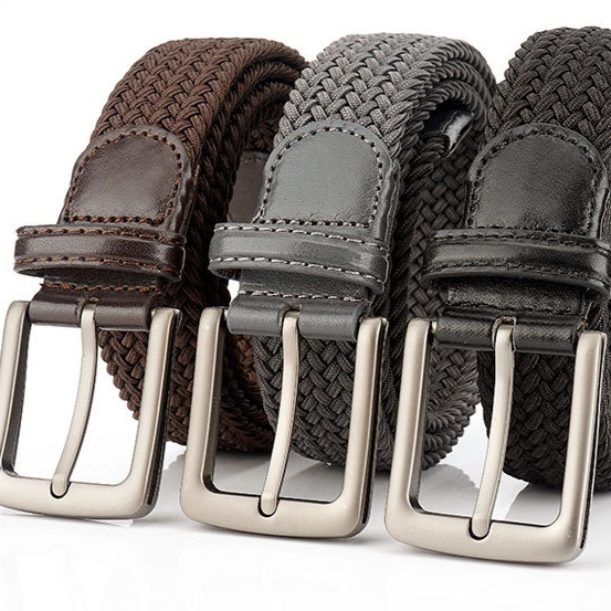 حزام كاجوال مرن متعدد الألوان للرجال والنساء بتصميم محبوك