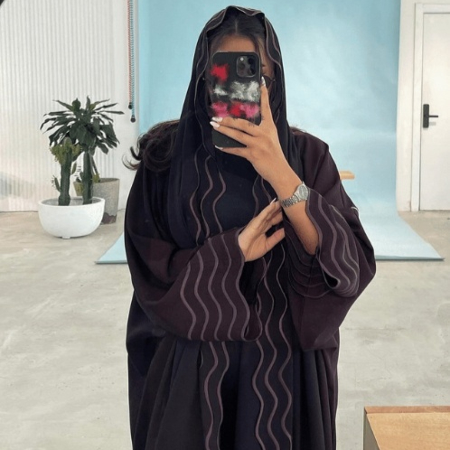 Arab Dubai Turkey Exquisite Embroidery Embroidery Coat With Headscarf Two Pieces Dark Purple - Shop at LoveMi