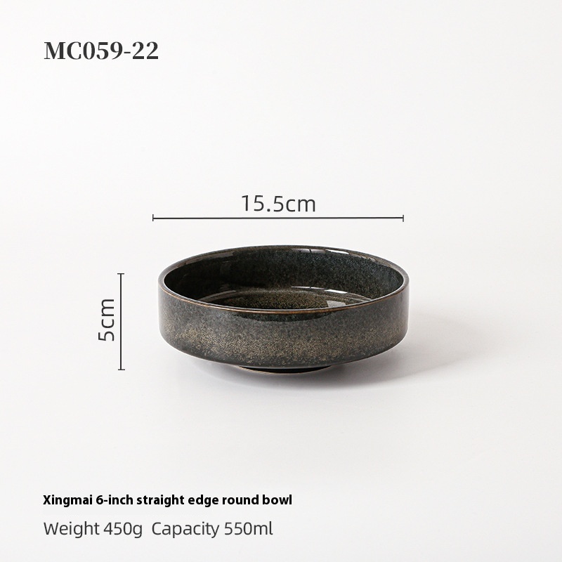 6-inch Japanese-style Ceramic Creative Straight Round Bowl