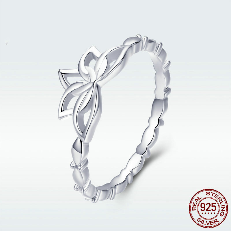 Sterling Silver Female Ring Lotus Simple