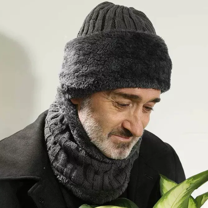Men's Middle-aged and Elderly Wool Hat with and Thick