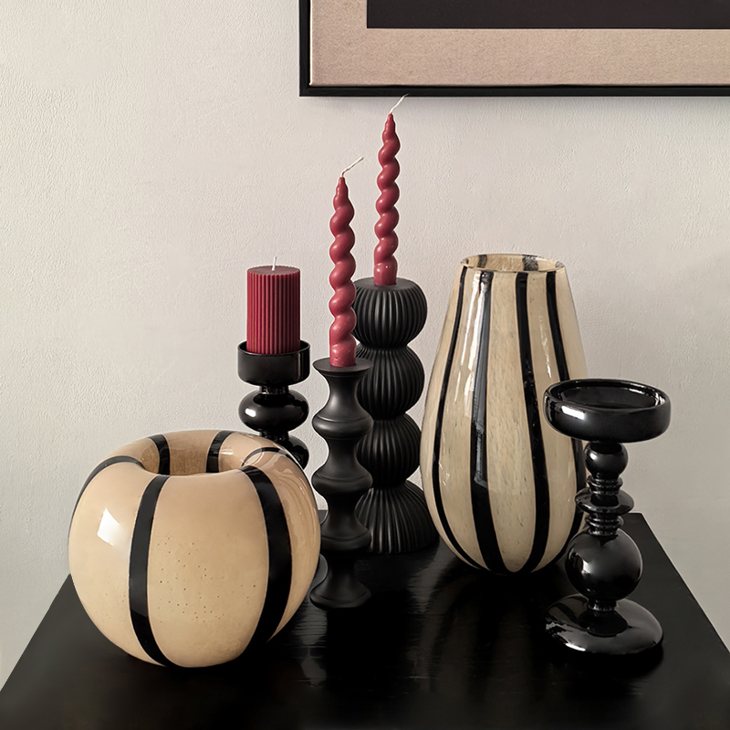 French Style Ancient Style Striped Glass Vase