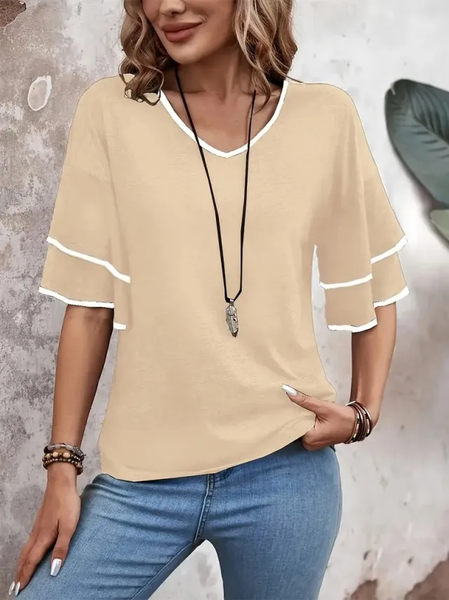 New T shirt Fashion Personalized Women's Top Apricot - Shop at LoveMi