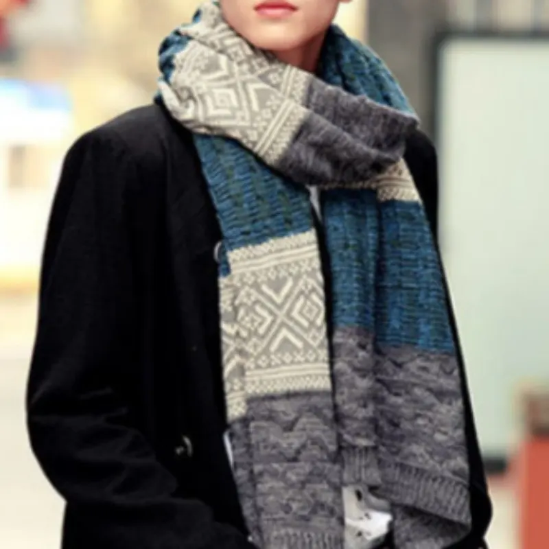 New Warm Men's Knitted Long Scarf