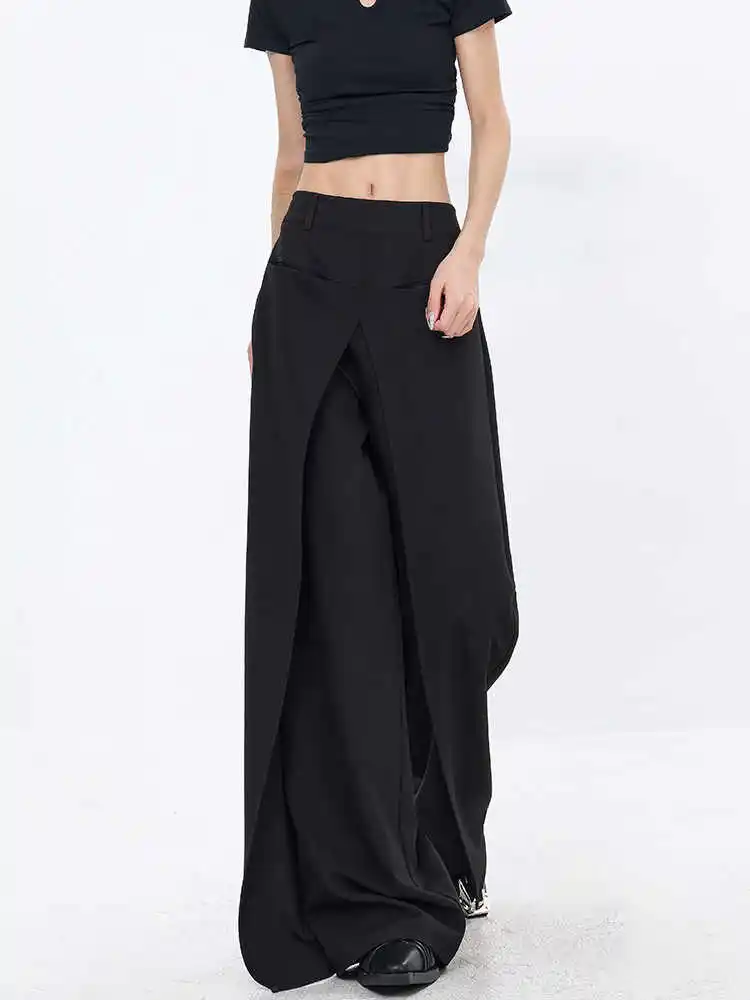 Black Straight Loose Casual Pants Women's Suit Pants