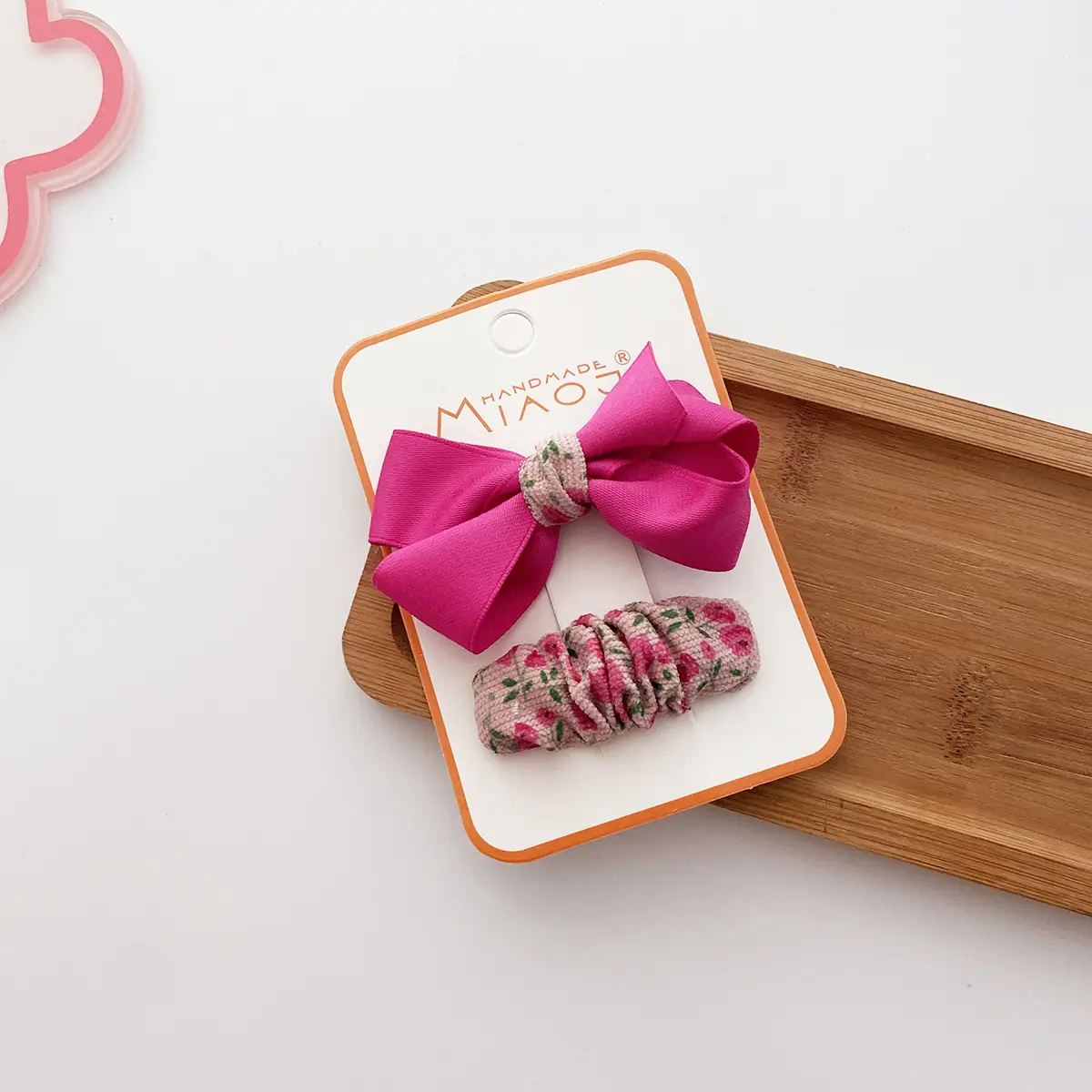 Bright Color Floral Fabric Bow Children's Edge Clip