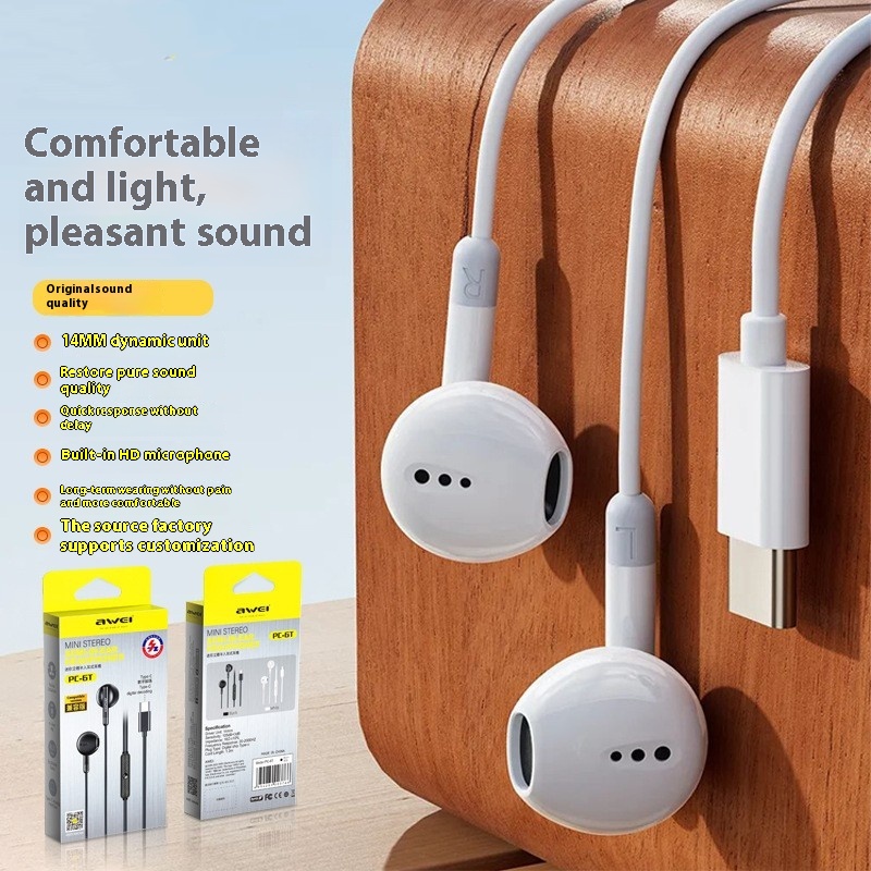 AWEI Dimension PC-6T Wired 14MM Large Moving Coil Music Game Earphone 12m - imagen 1