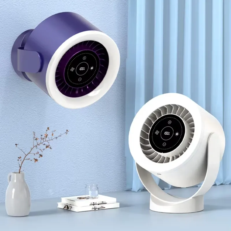 Desktop Adjustable Fan Light Rechargeable Wall Mount Table Fan Light Led Display Air Circulation Cooling USB Table Fan Light