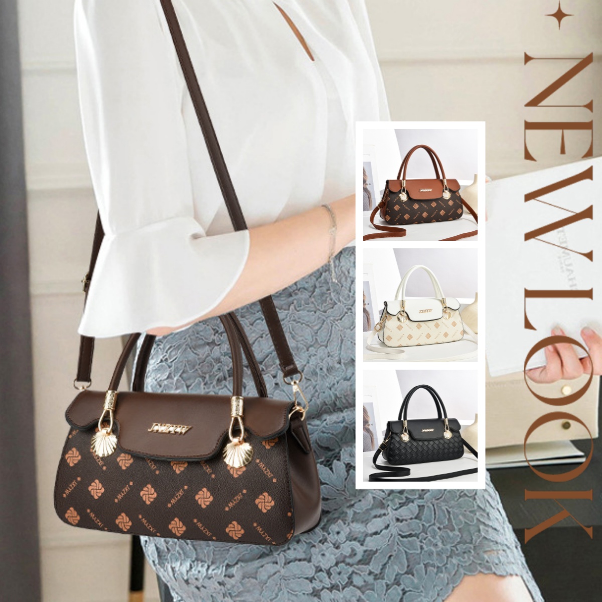 Vintage Exquisite Letter-printed Women's Handbag Fashion Printed Casual Simple Handbag Women's Cross-body Bag - CJdropshipping