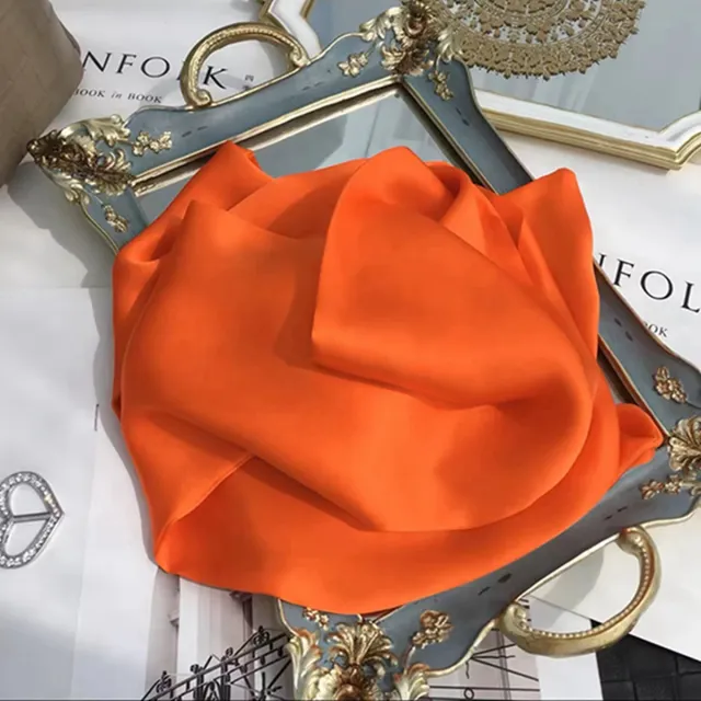 Fashion Women's Monochrome Double layer Ribbon Scarf Coral Orange - Shop at LoveMi
