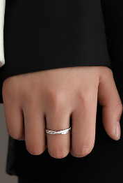 S999 Pure Silver Valentine's Day Star Sea Couple Ring