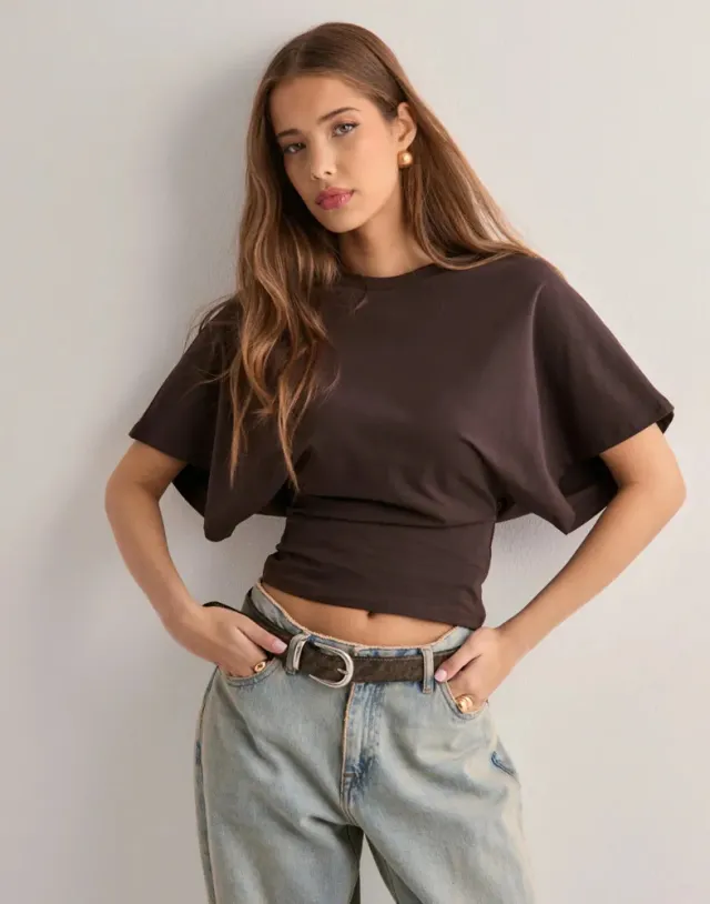 Summer Batwing Sleeve T shirt Ins Fashion Round Neck Pullover Short sleeved Tops For Women Clothing A2 Imitation Cotton S - Shop at LoveMi