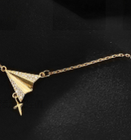 Super Zircon Paper Plane Necklace Female Niche