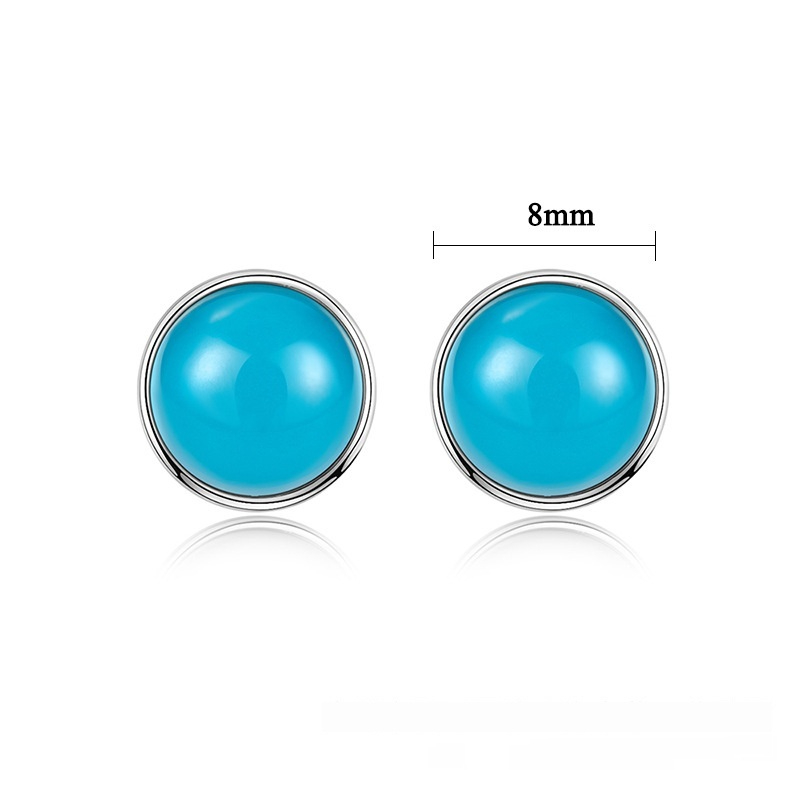 925 Silver Turquoise Stud Earrings Round 8mm10mm