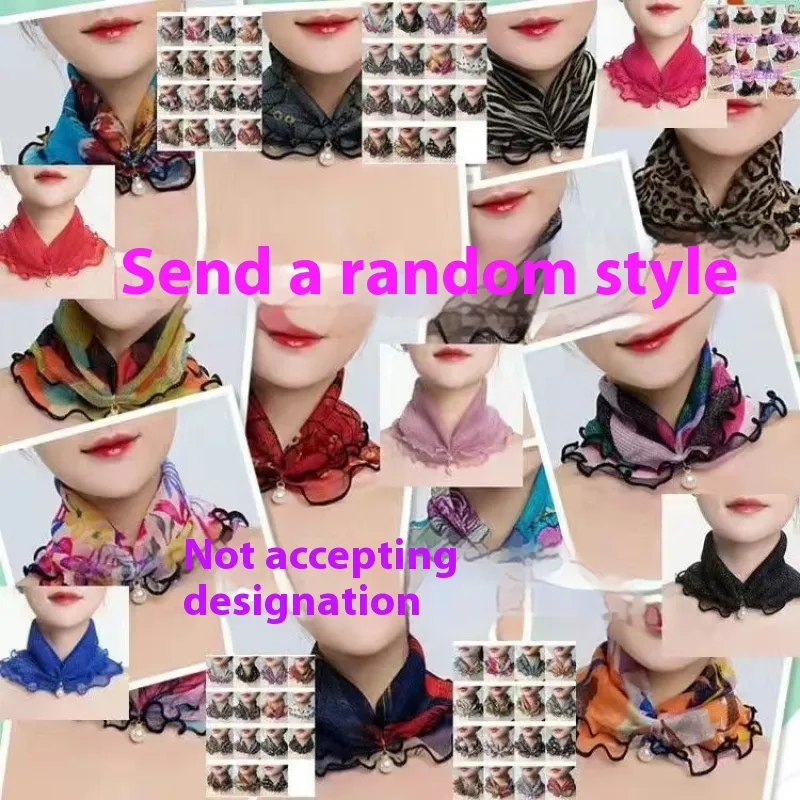 Printed Cute Decorative Scarf Lace Thin Pendant Small Silk Scarf - Random Color Mixing