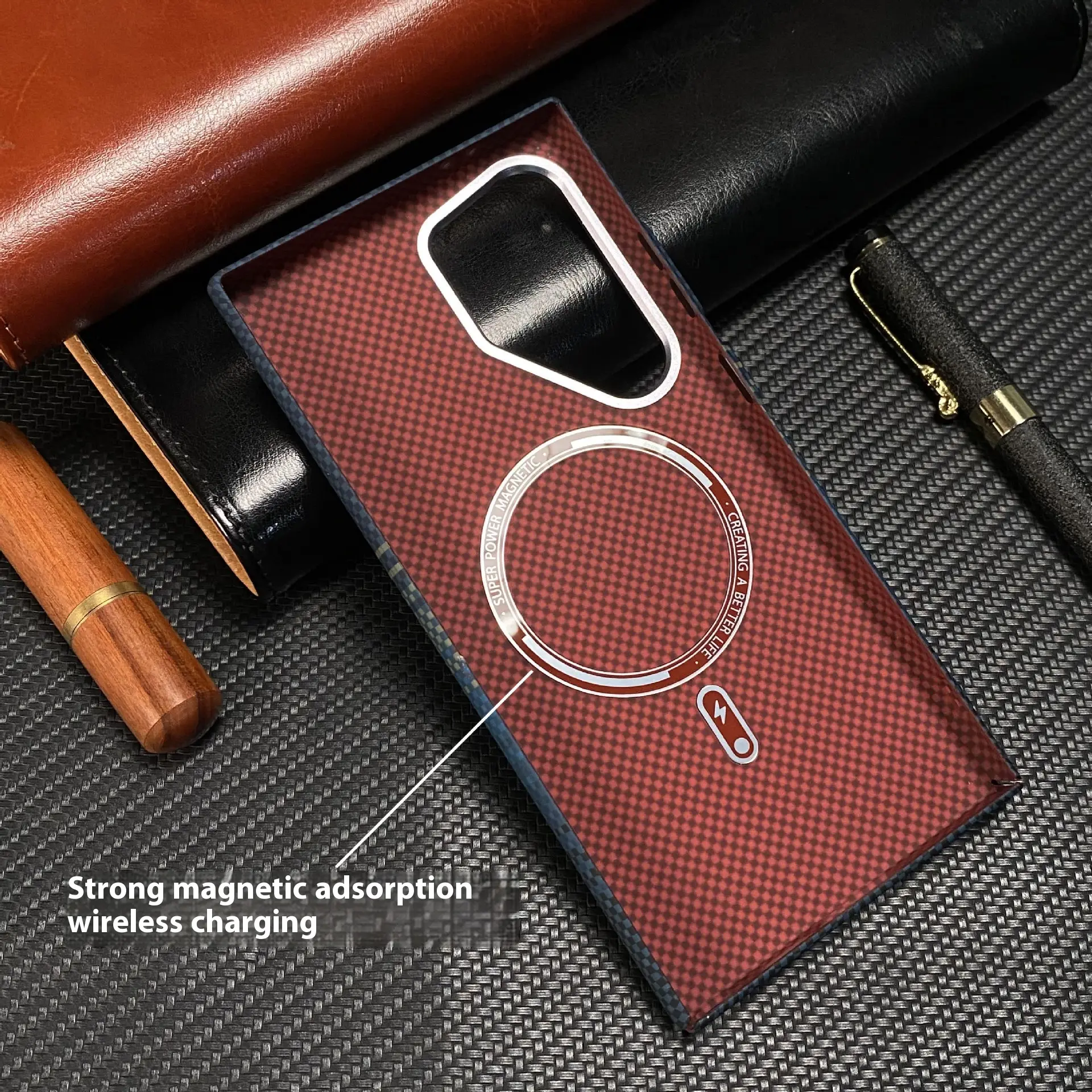 Sunset Moonrise Kevlar Carbon Fiber Magnetic PC Phone Case