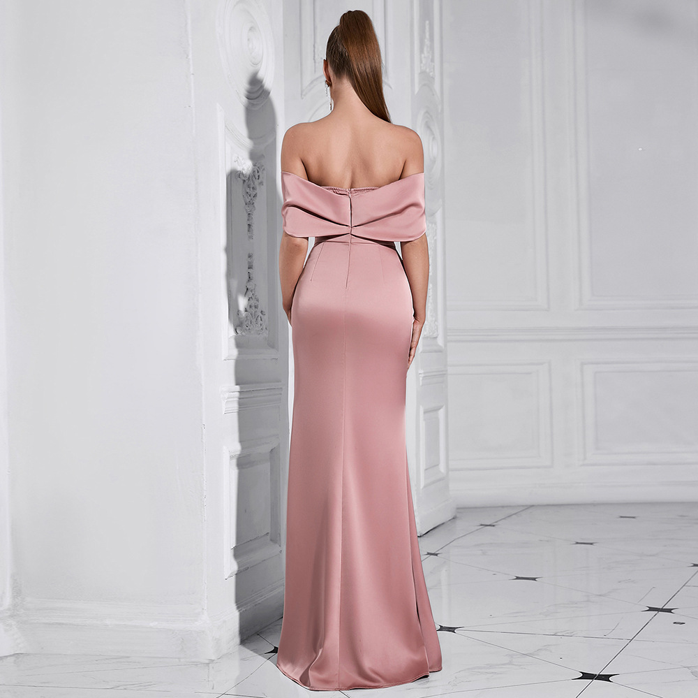 Elegant Off-the-shoulder Tube Top With Diamond Sitt Dress