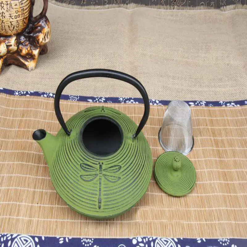 Handmade Dragonfly Health Cast Iron Kettle